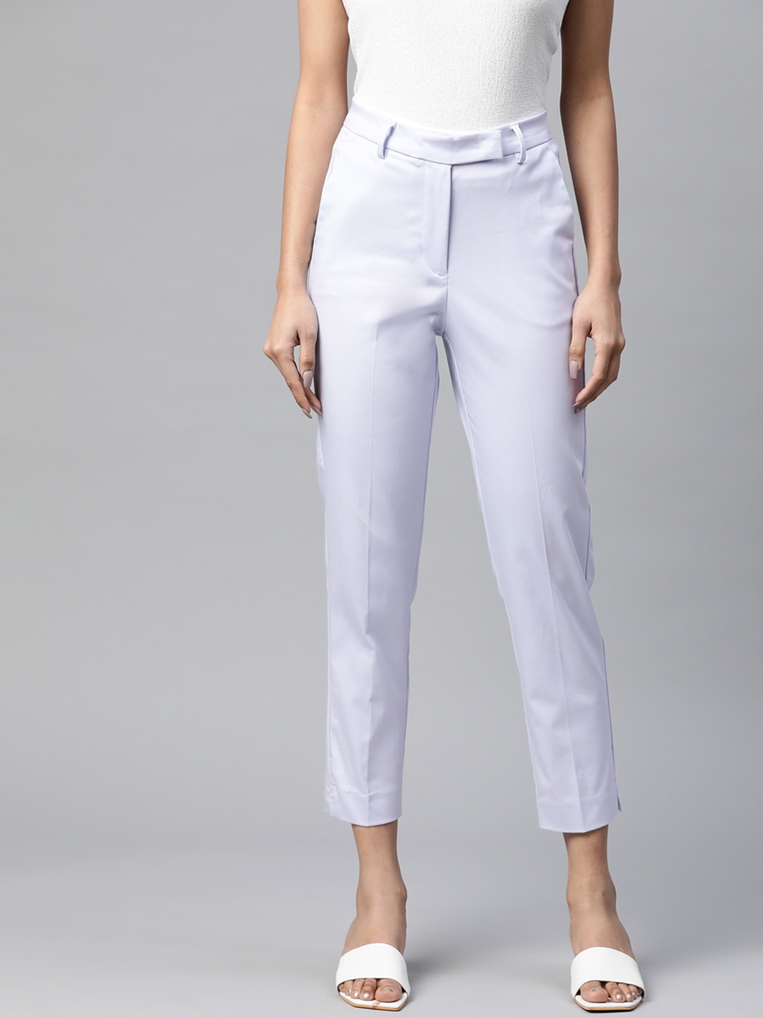 

Marks & Spencer Women Blue Solid Slim Fit Trousers