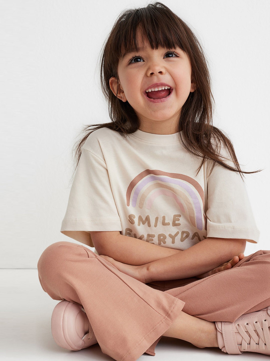 

H&M Girls Beige & Pink Printed 2 Piece Cotton Jersey Set
