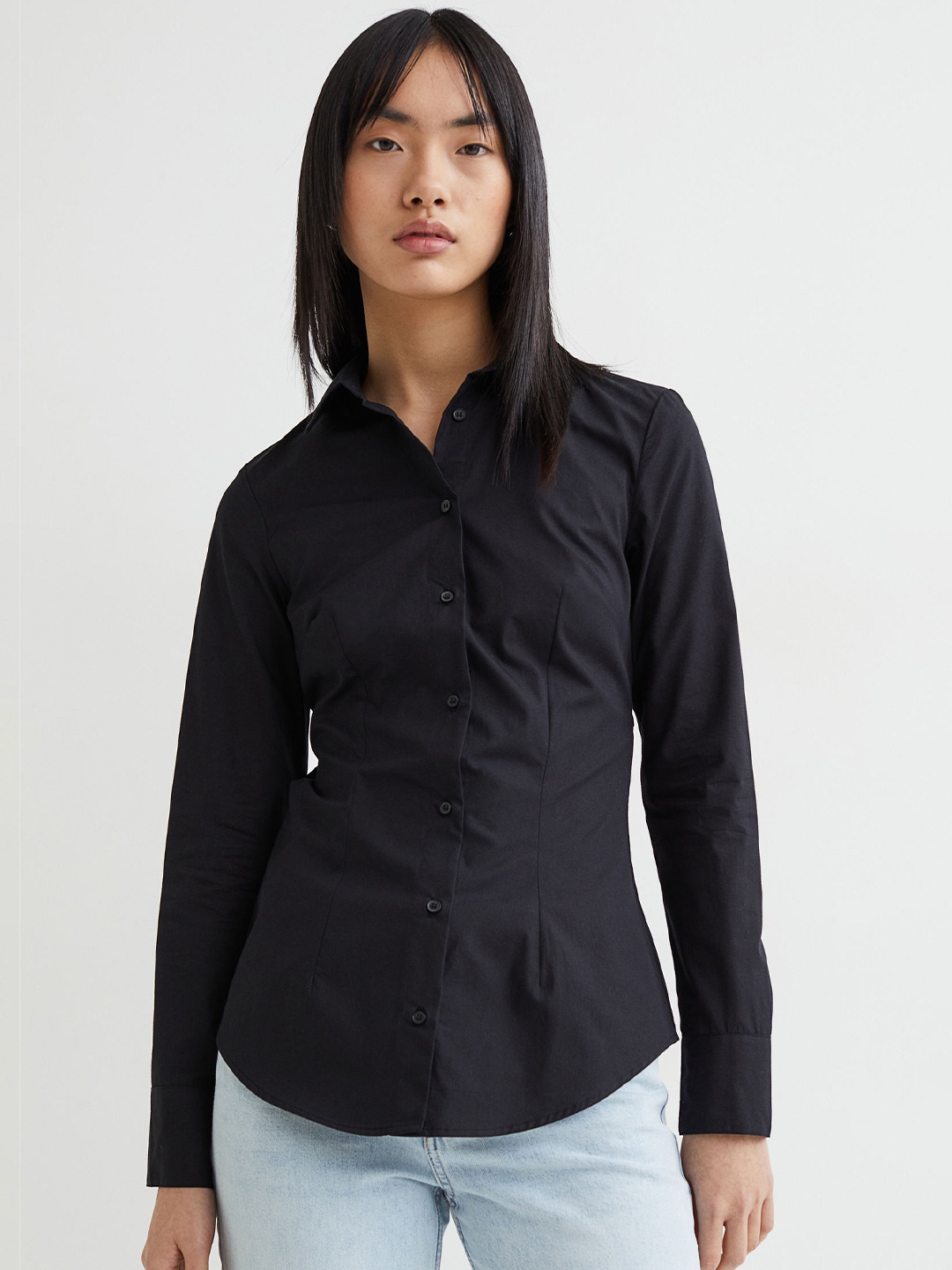 

H&M Women Black Cut-Out Shirt