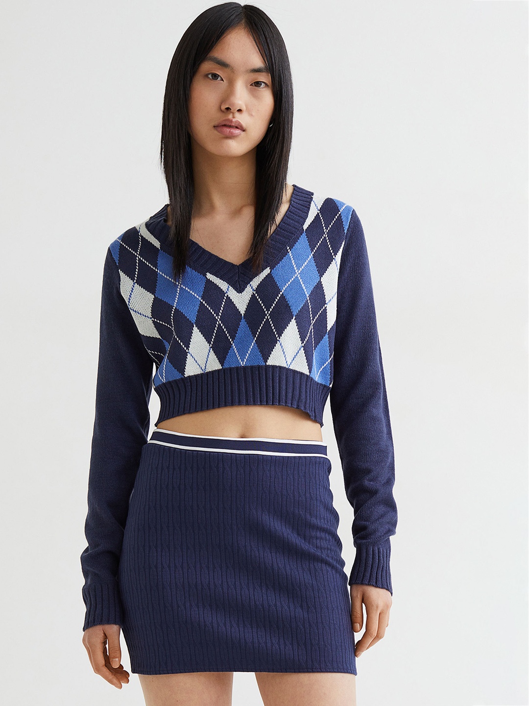 

H&M Women Blue Solid Short Skirt