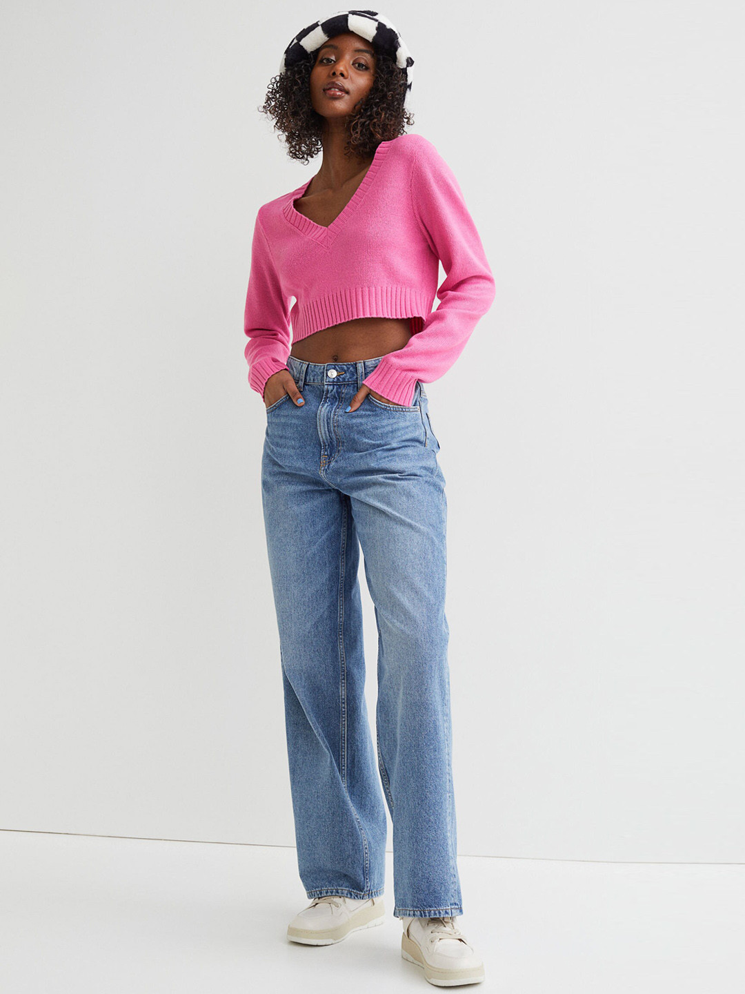 

H&M Women Blue Loose Fit 90s Baggy High Jeans