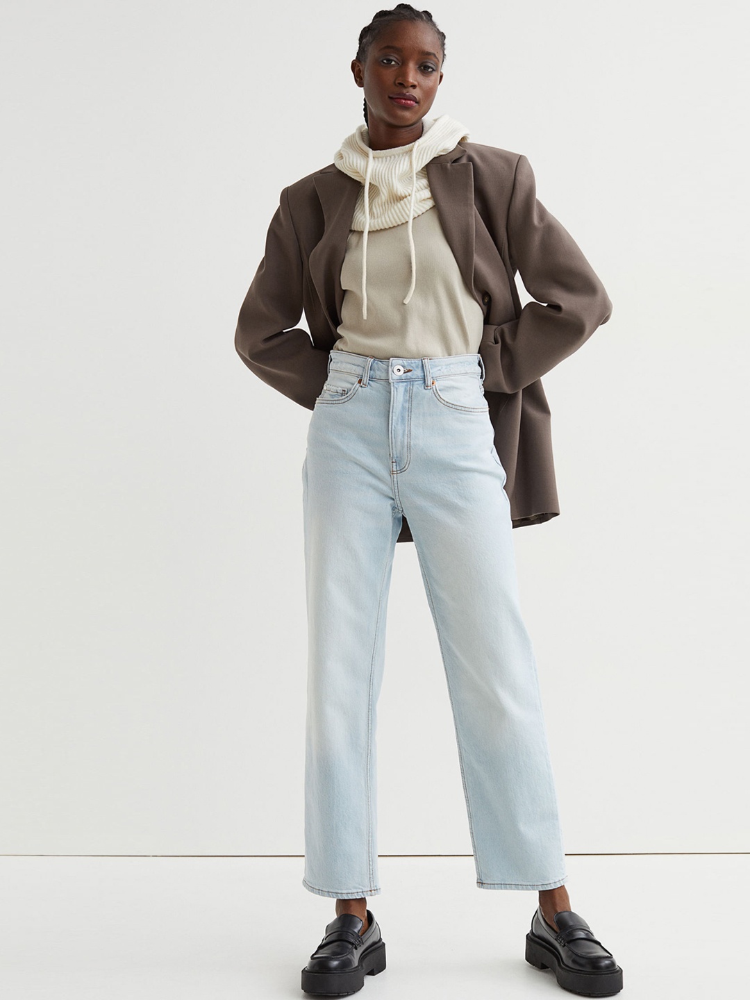 

H&M Women Blue Straight High Ankle Jeans