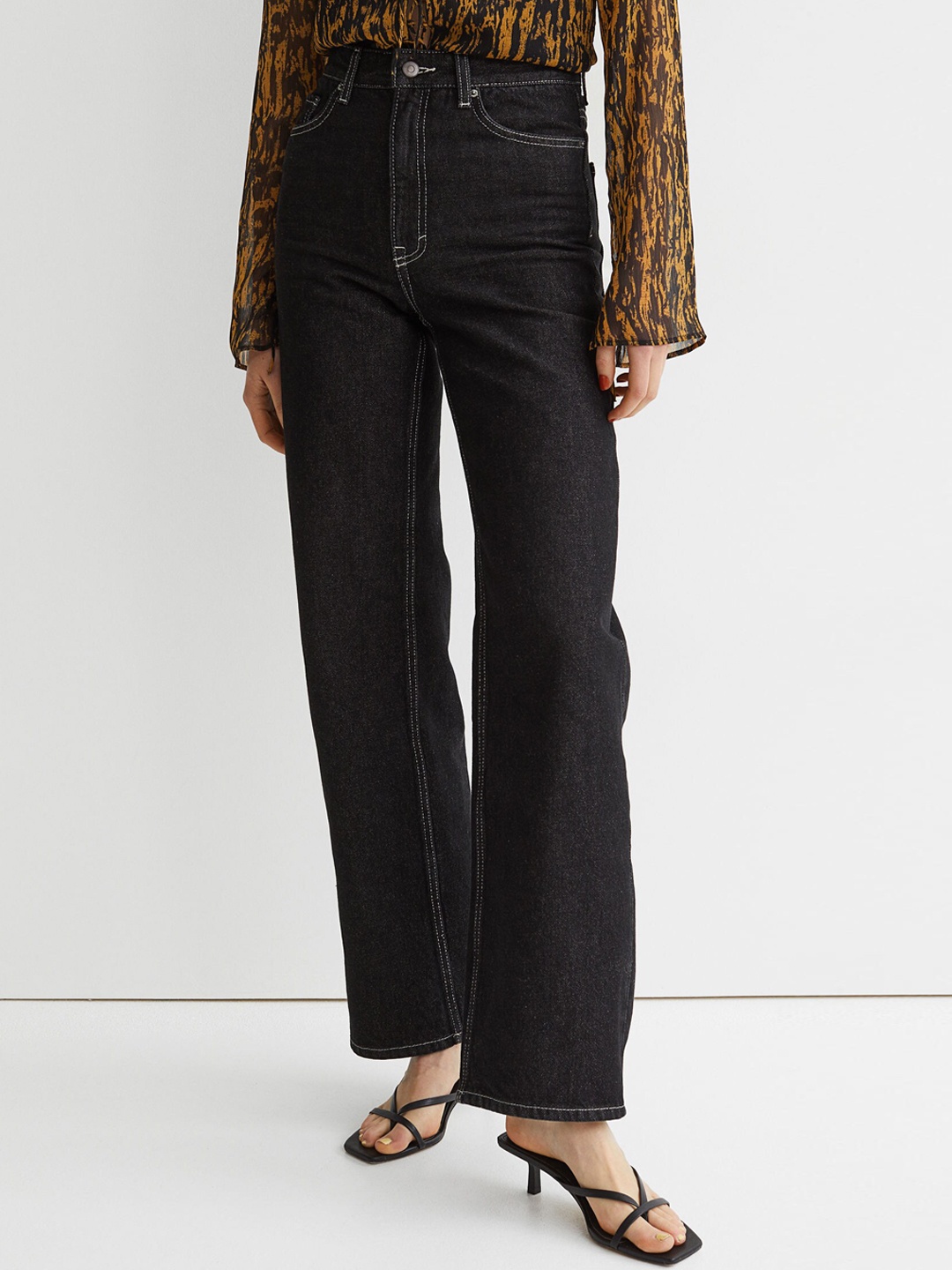 

H&M Women Black Solid Straight High Jeans