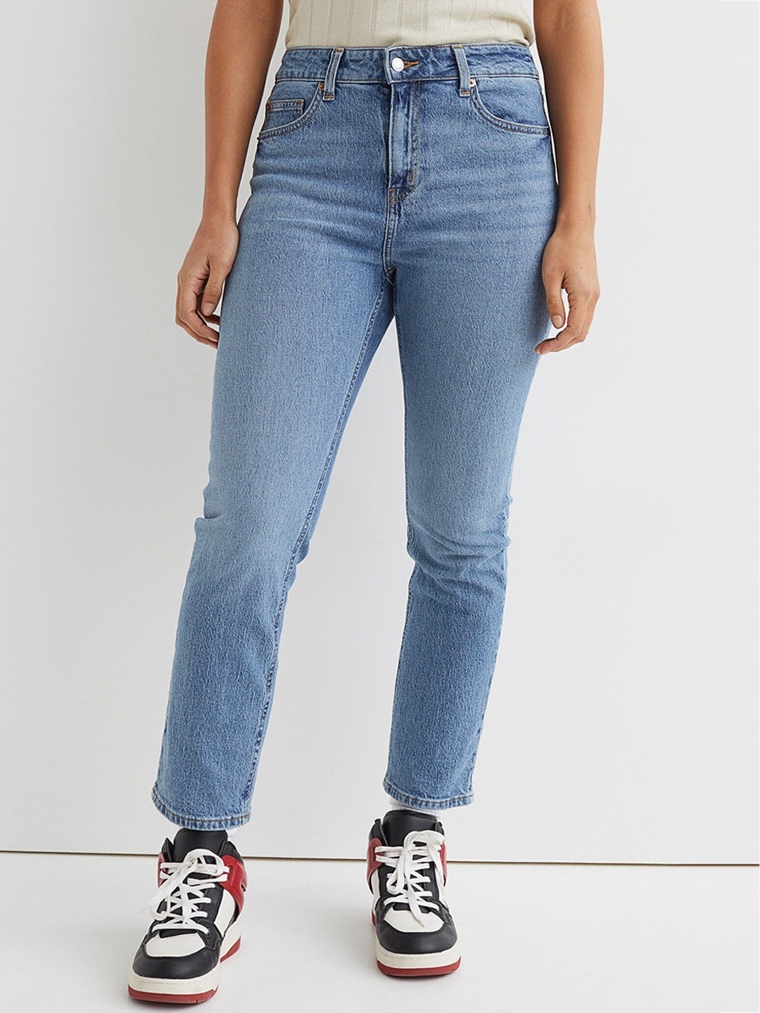 

H&M Women Blue Slim High Ankle Jeans