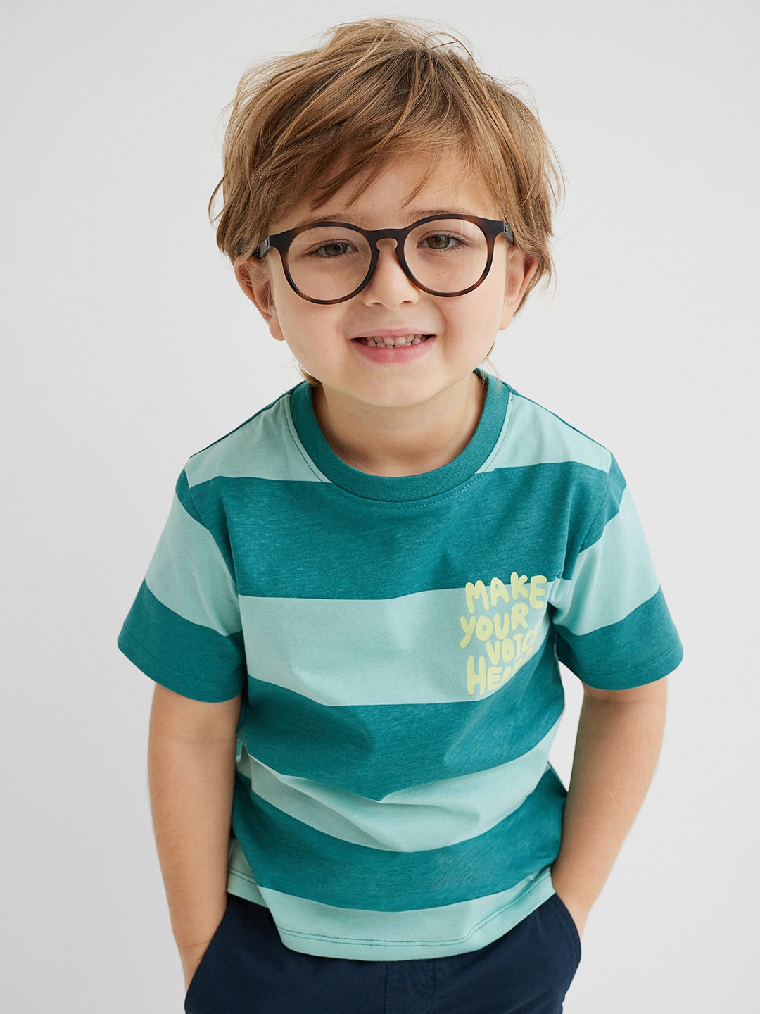 

H&M Boys Green Cotton Printed T-shirt