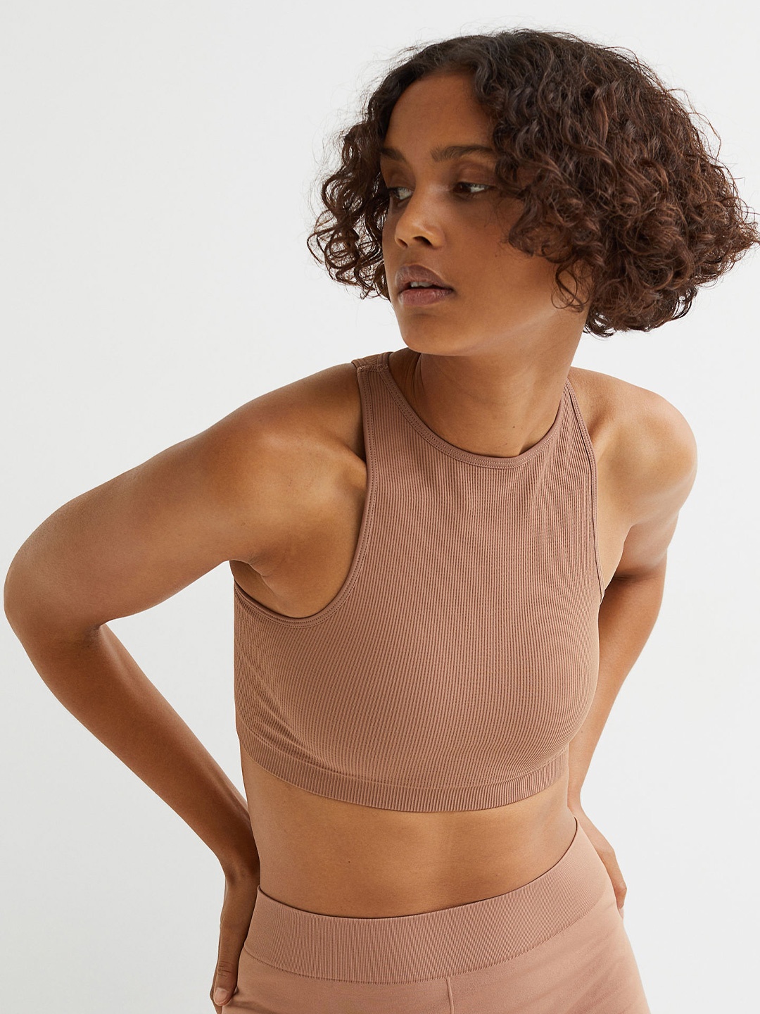 

H&M Women Brown Seamless Light Support Sports Bra