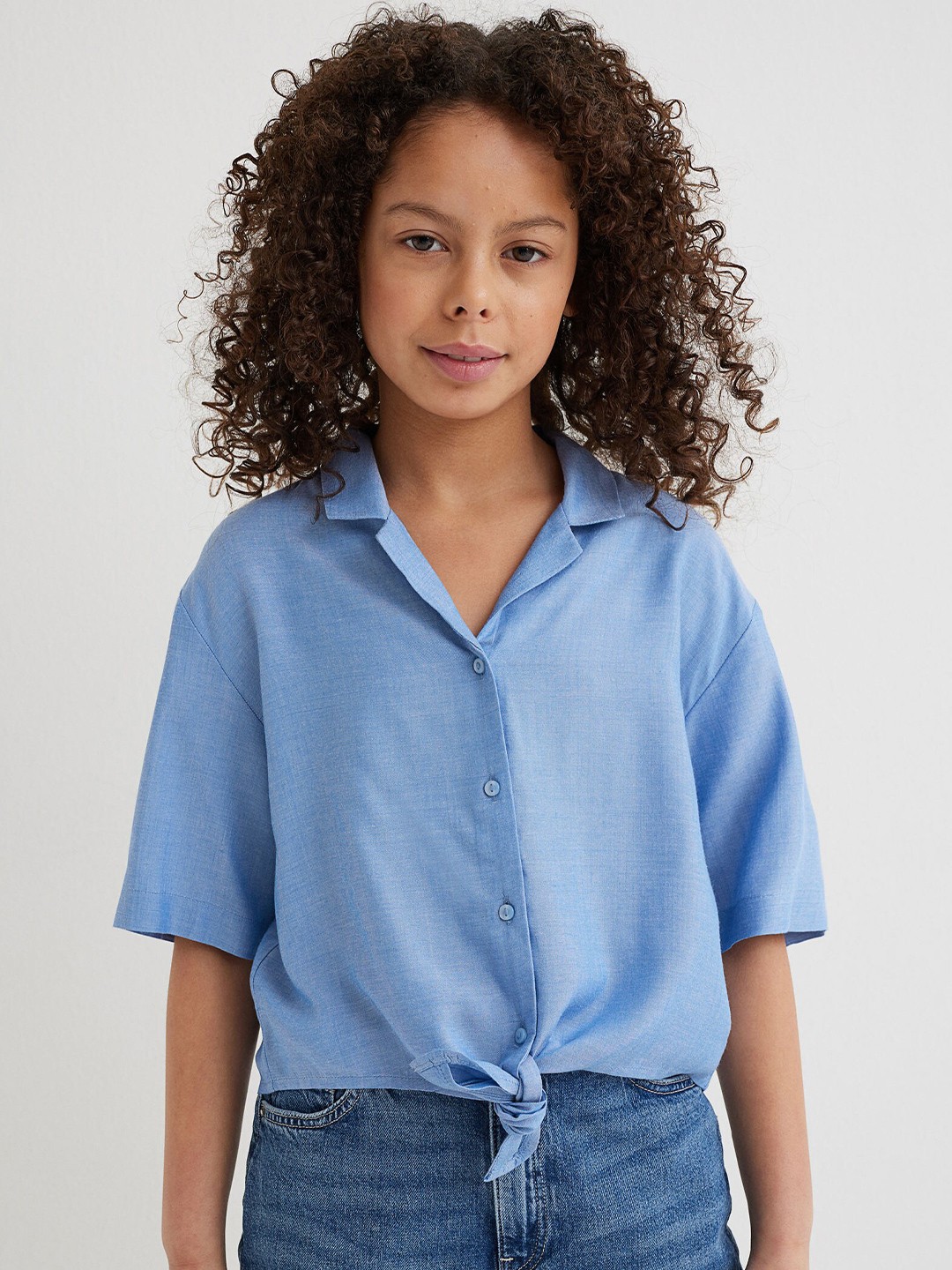 

H&M Girls Blue Tie-Hem Blouse