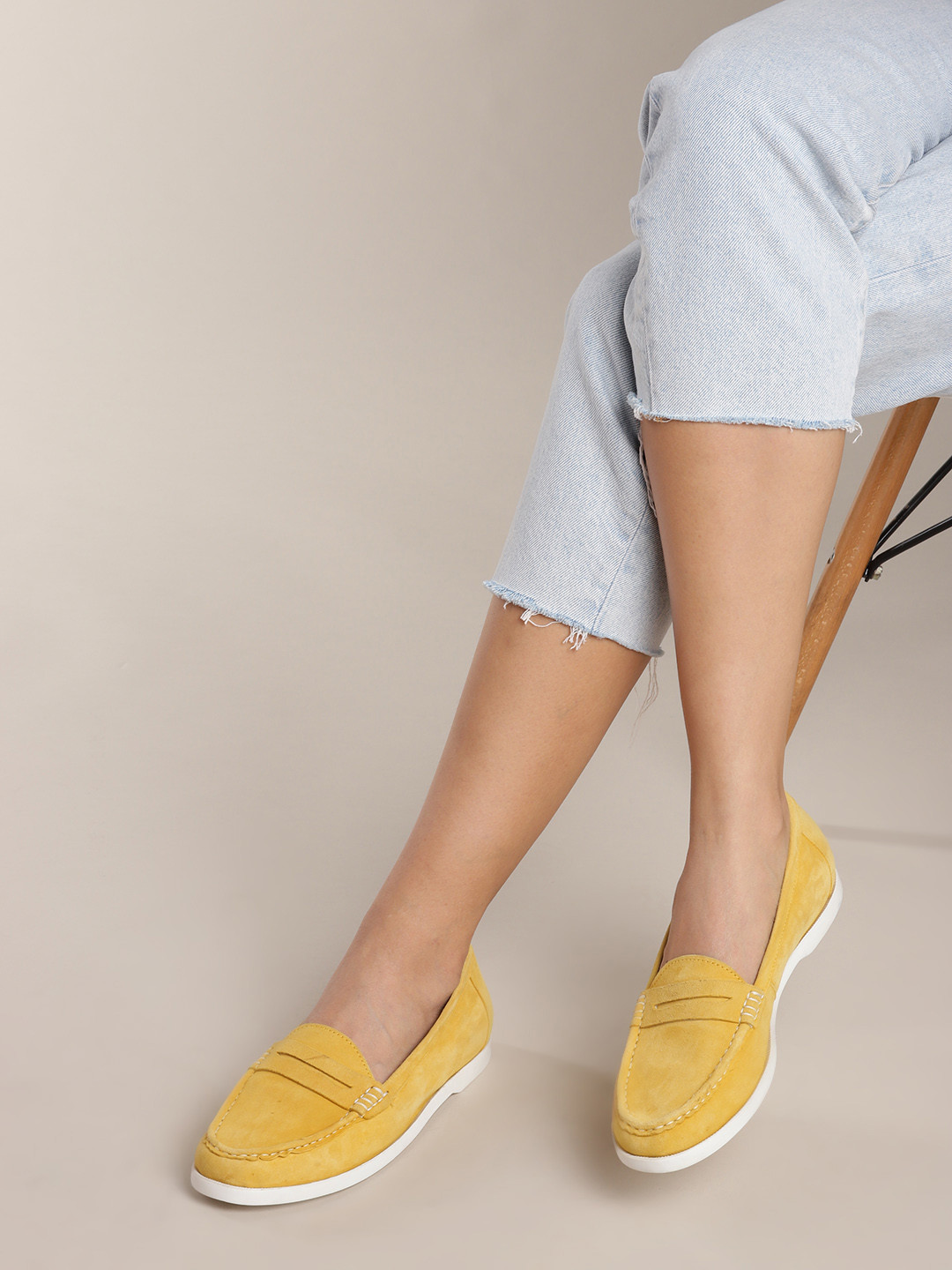 

Nautica Women Mustard Yellow Leather Penny Loafers