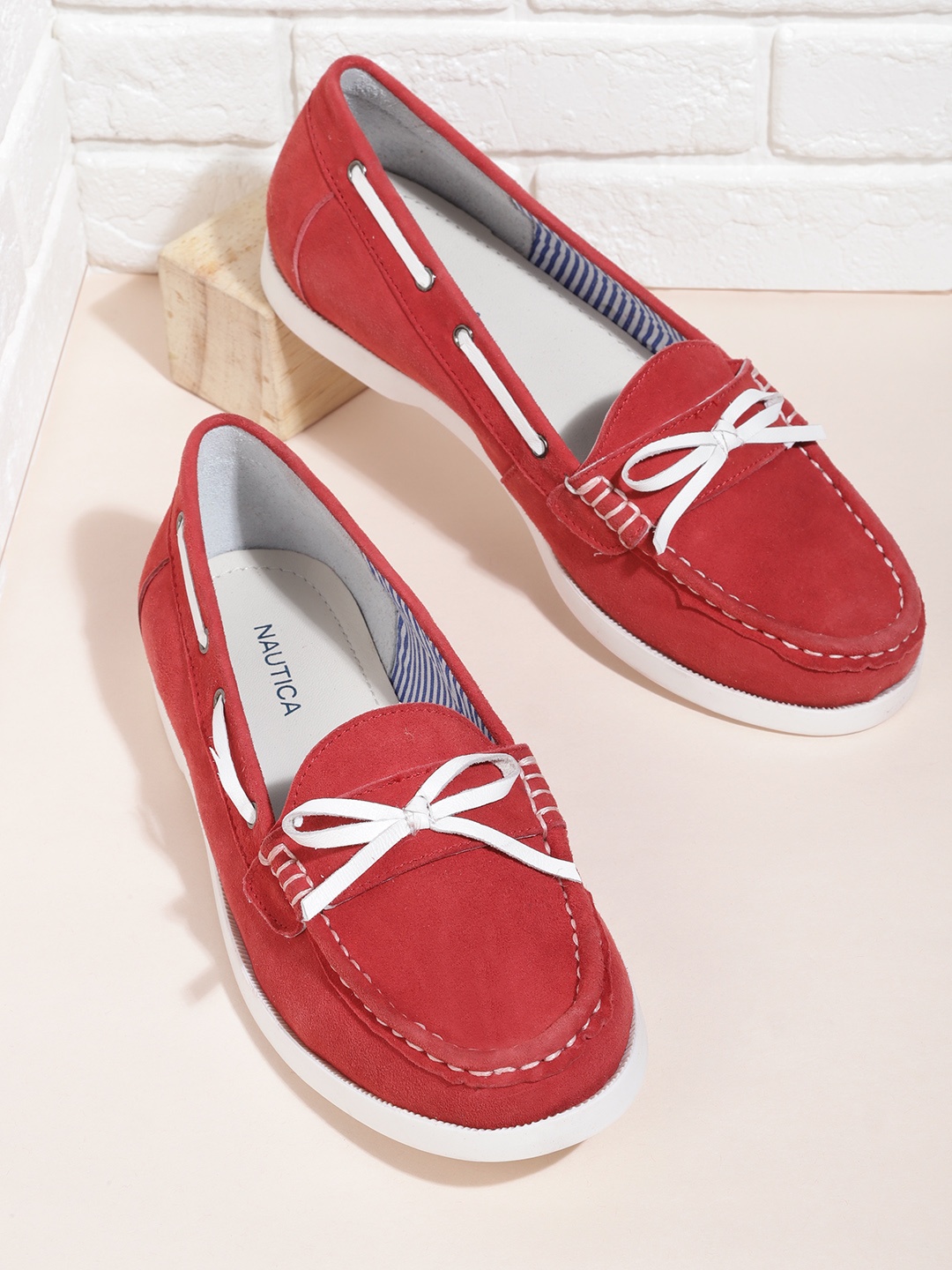

Nautica Women Red Leather Loafers