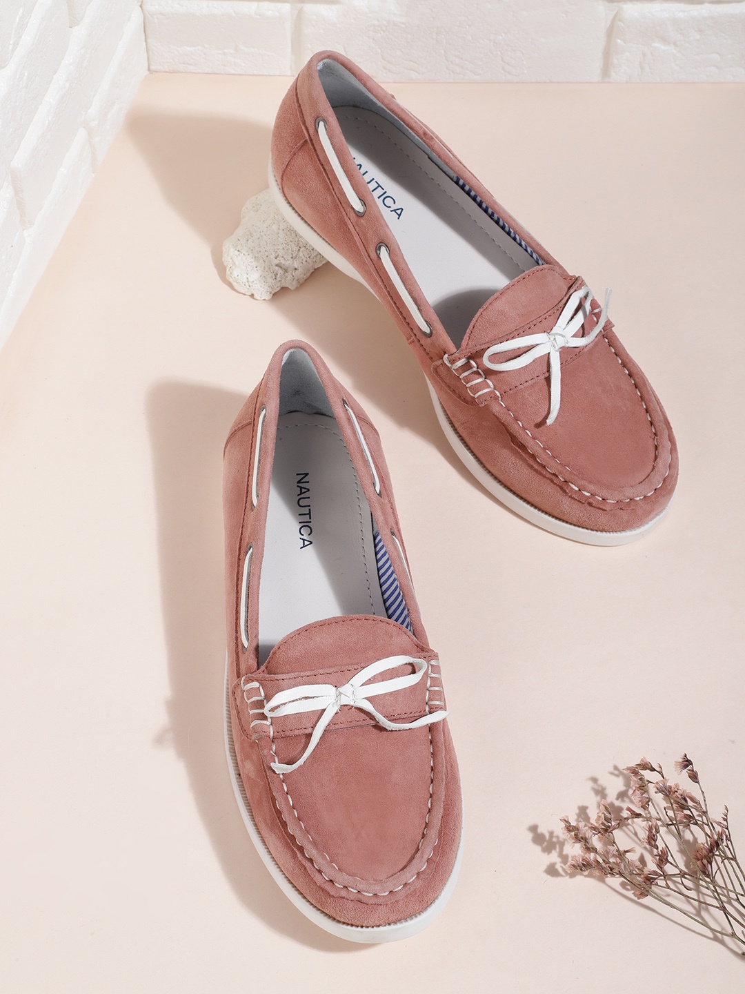 

Nautica Women Dusty Pink Leather Loafers, Rose