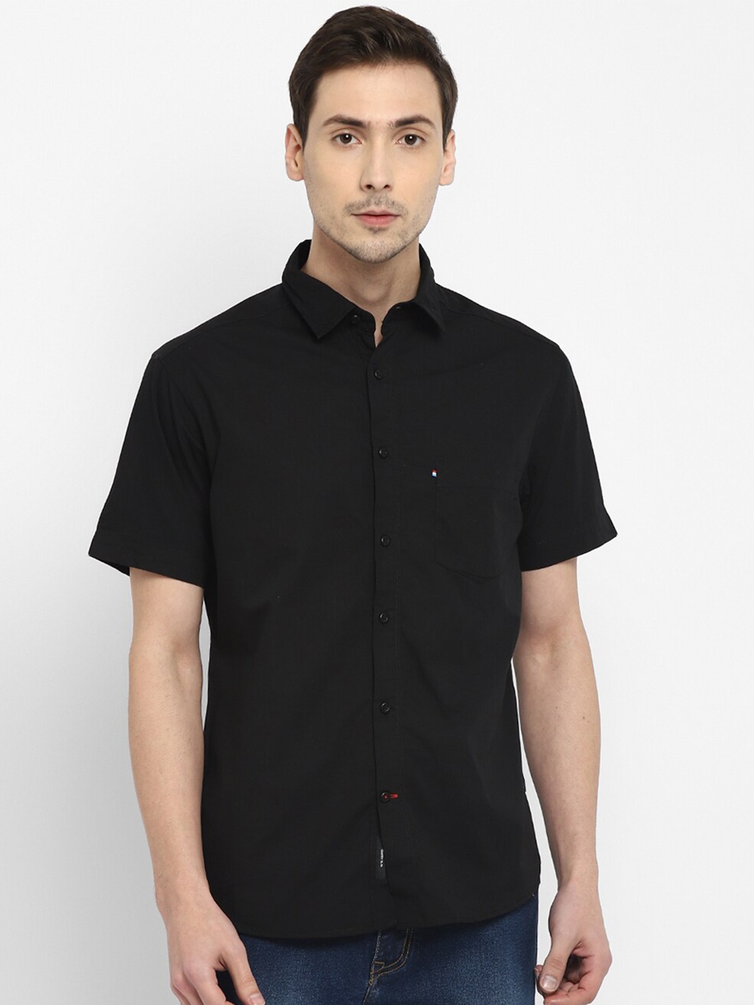 

Red Chief Men Black Cotton Casual Shirt