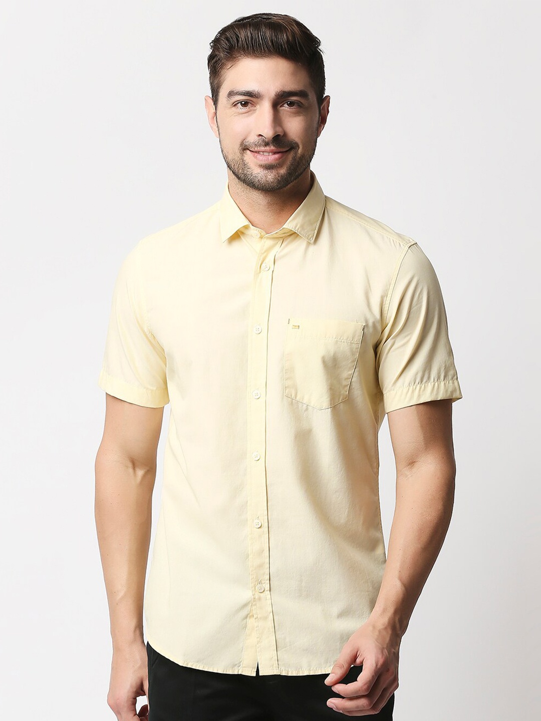 

Basics Men Yellow Slim Fit Casual Cotton Shirt