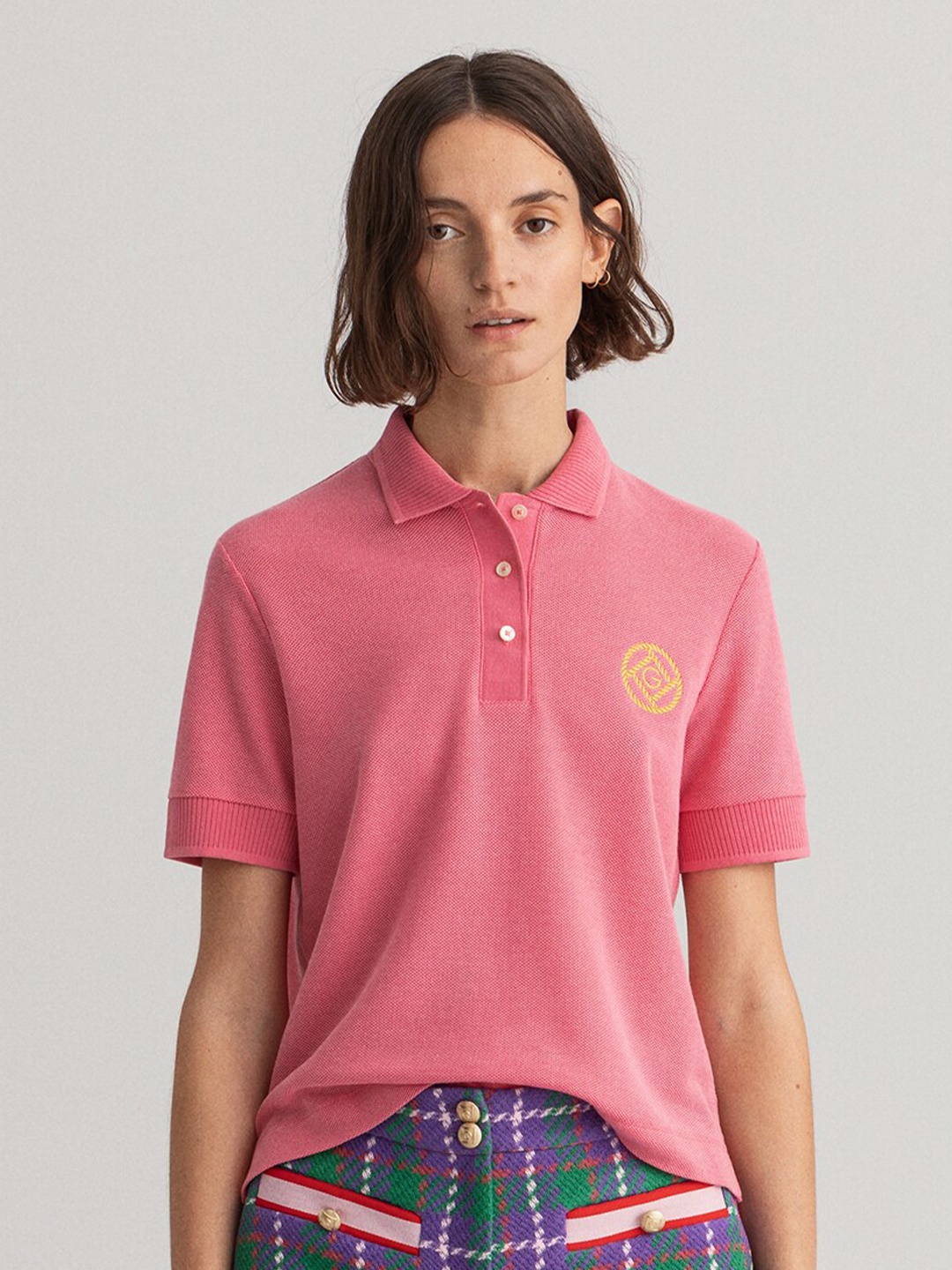 

GANT Women Rose Pink Polo Collar T-shirt