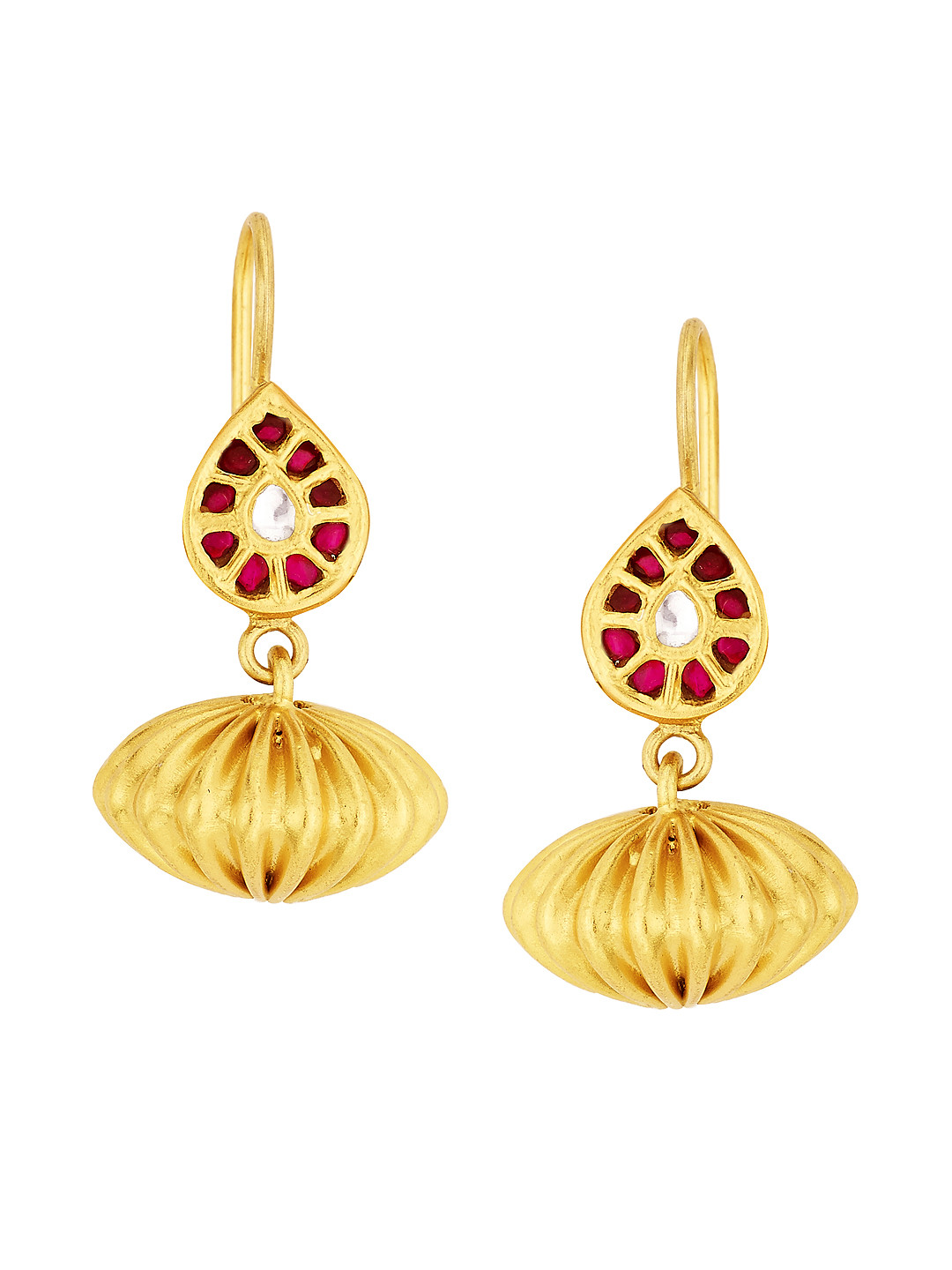 

ahilya Gold-Plated Studded Sterling Silver Drop Earrings
