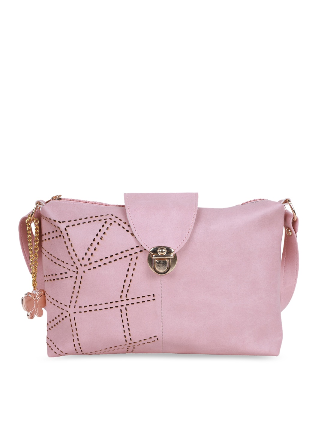 

Butterflies Pink Structured Embroidered Sling Bag