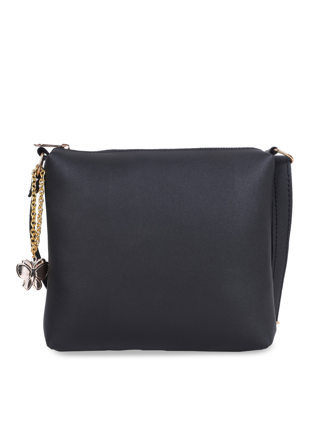 

Butterflies Black PU Structured Sling Bag with Tasselled