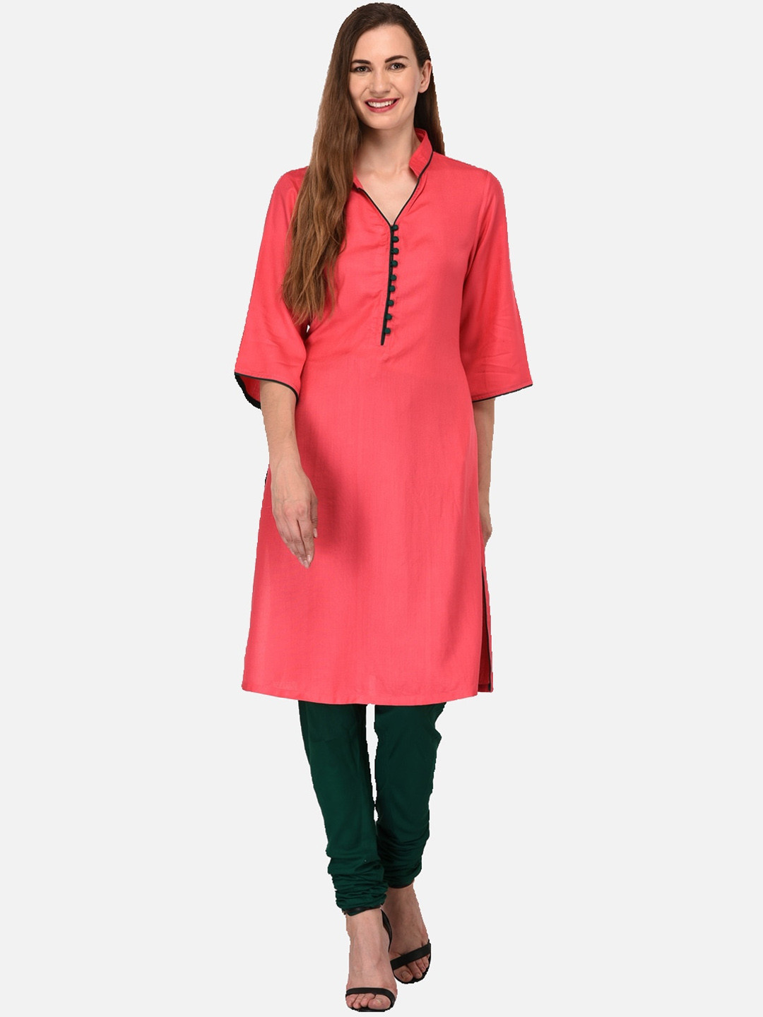

KALINI Women Rose Solid Straight Kurta