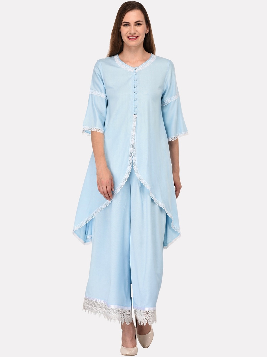 

KALINI Women Blue Asymmetric Kurta