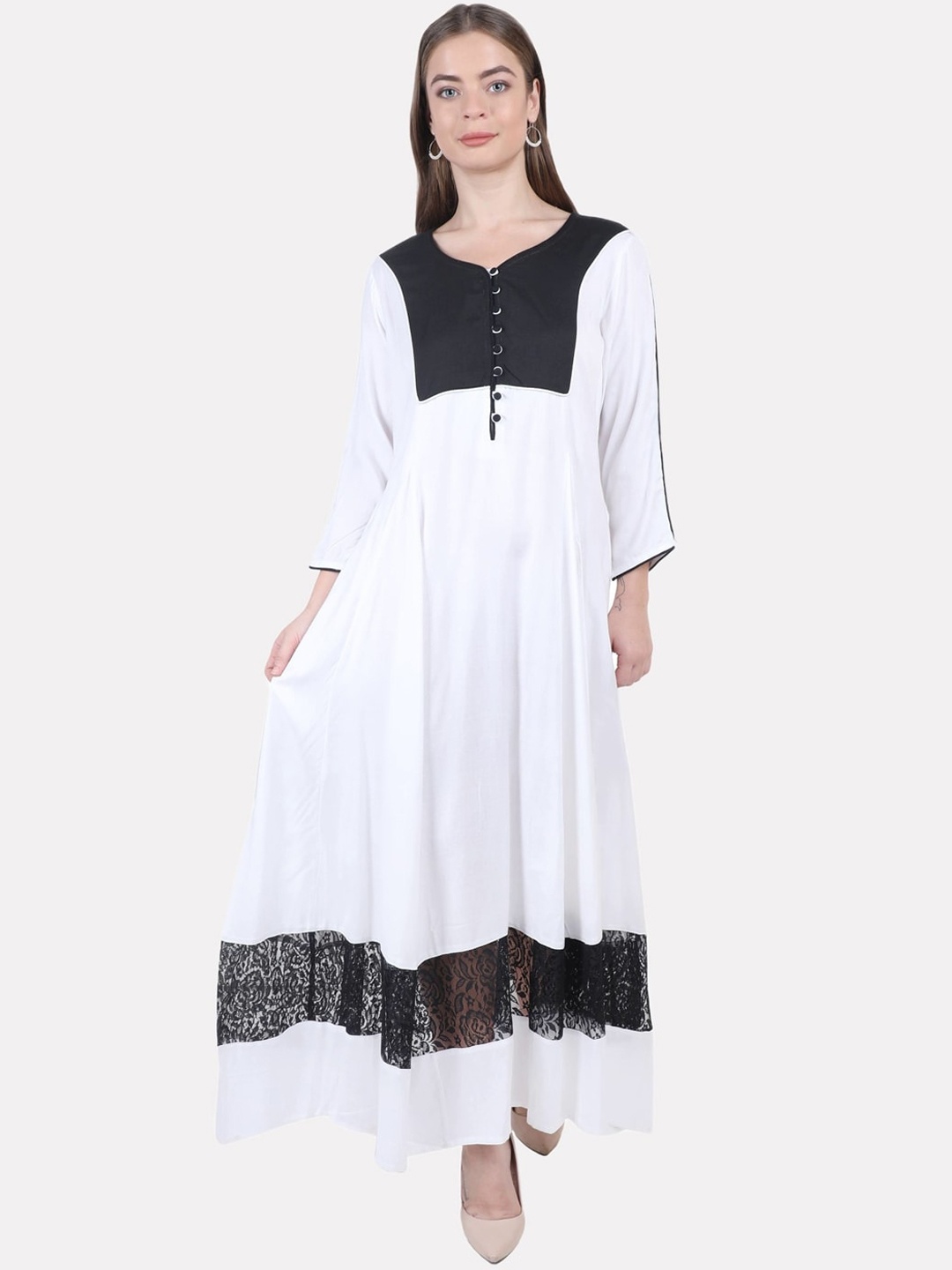 

KALINI Women White Tiering Anarkali Kurta
