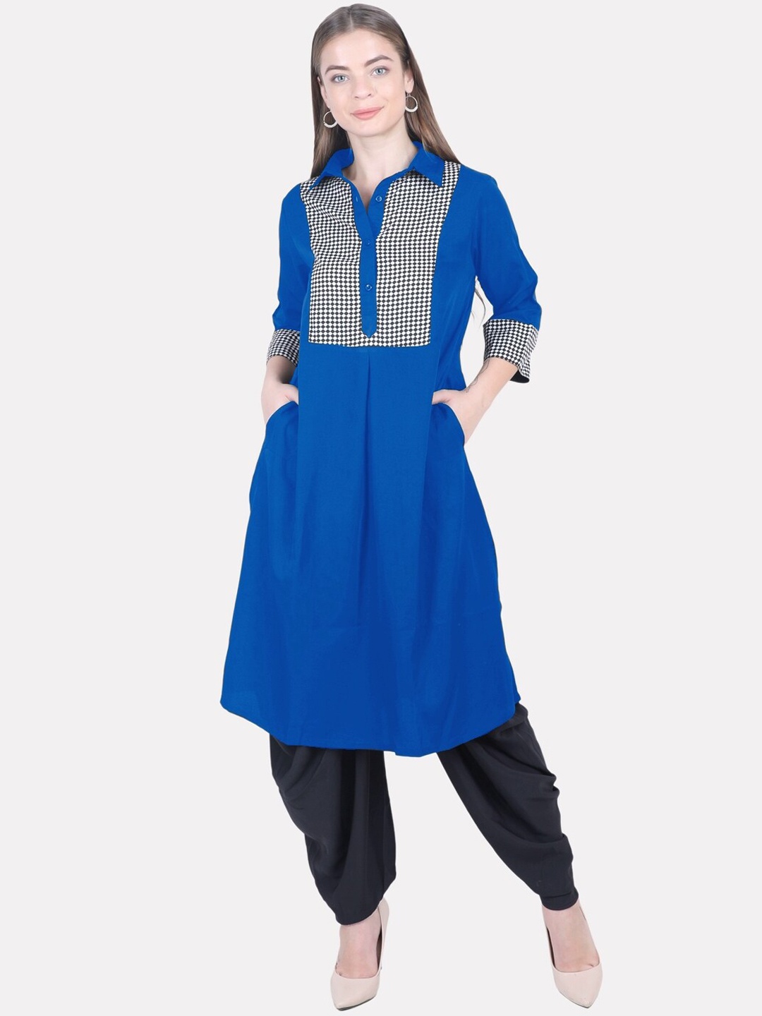 

KALINI Women Turquoise Blue Pathani Kurta