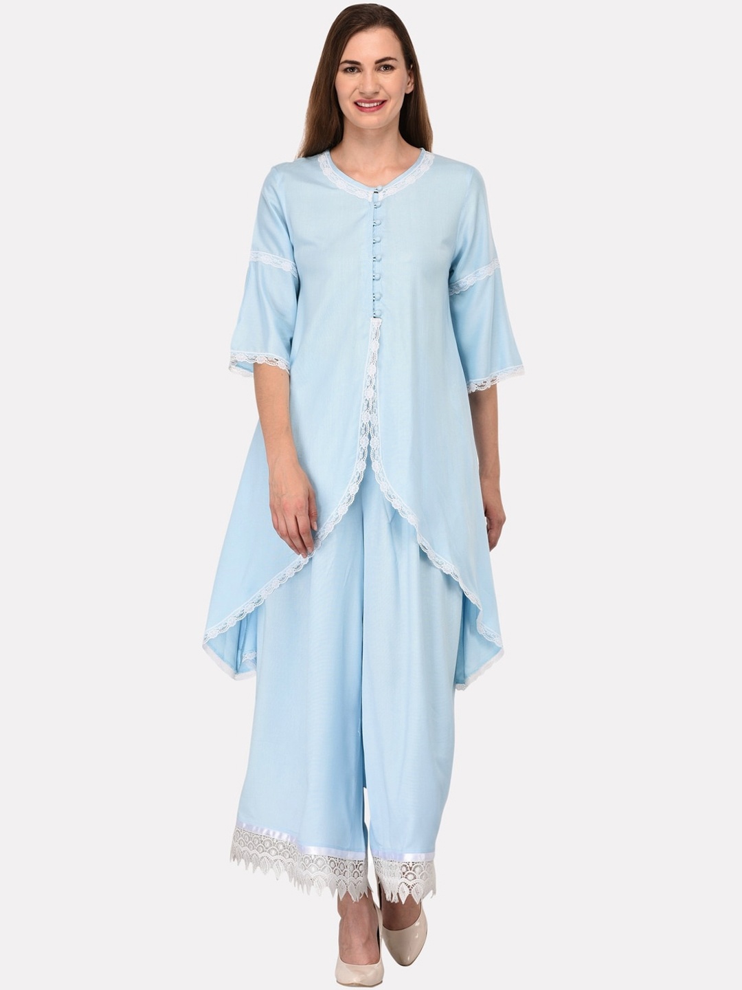 

KALINI Women Blue Asymmetric Kurta