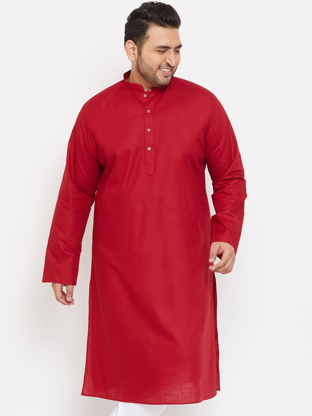 

VASTRAMAY PLUS Men Maroon Kurta
