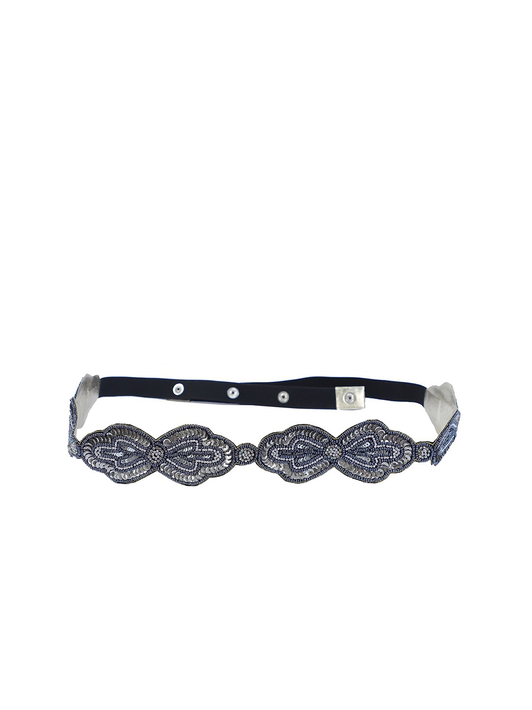 

FABBHUE Women Gunmetal-Toned Embellished Belt, Metallic