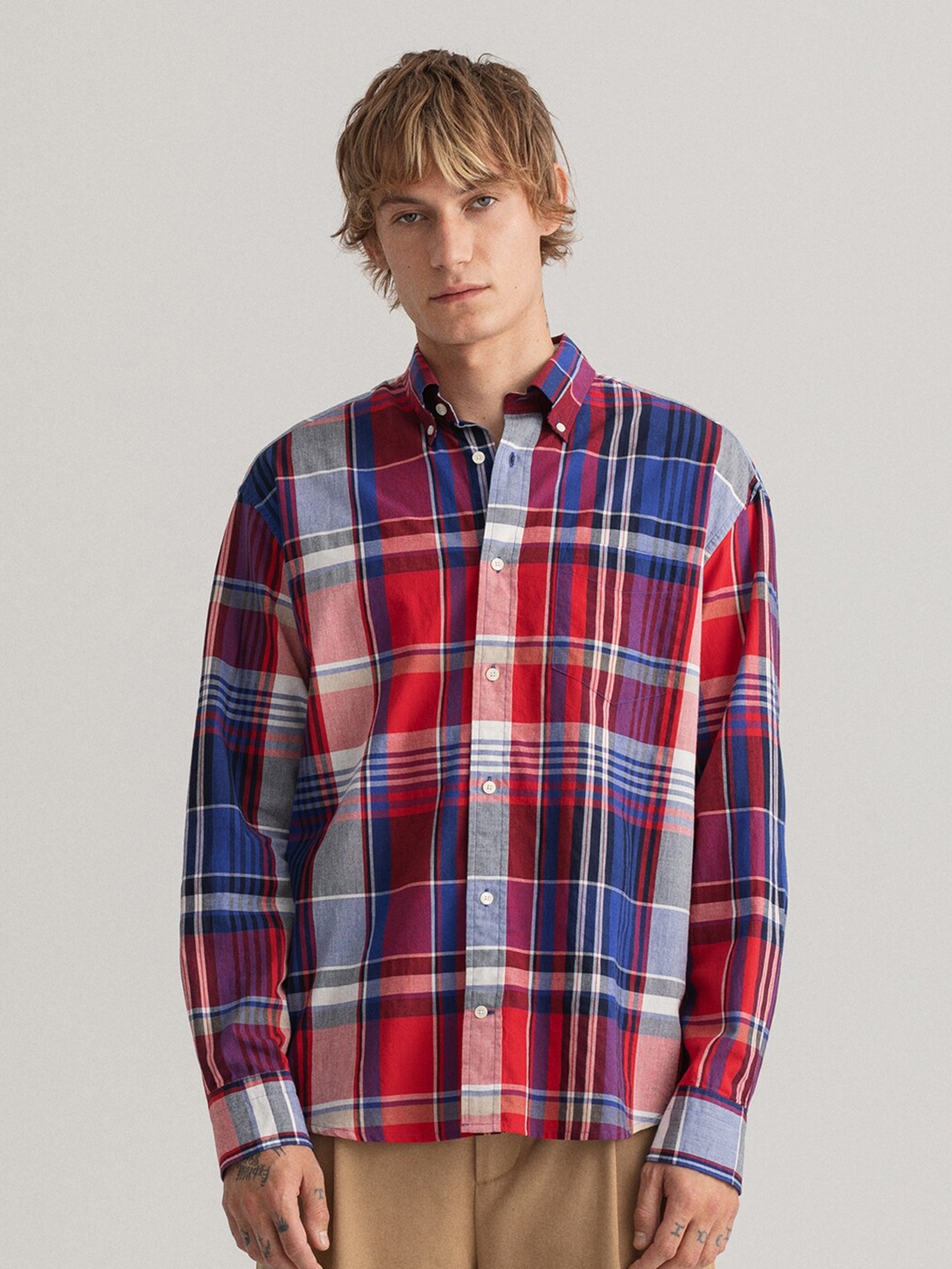 

GANT Men Red Tartan Checks Checked Casual Shirt
