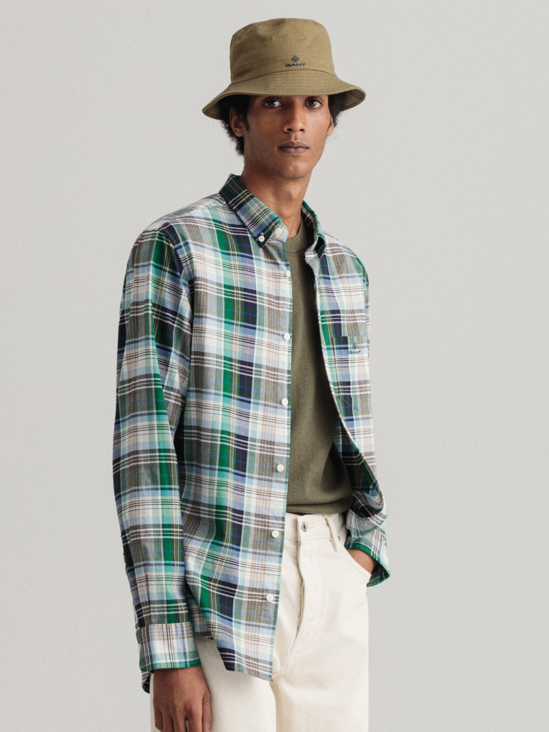 

GANT Men Green Tartan Checked Casual Cotton Shirt