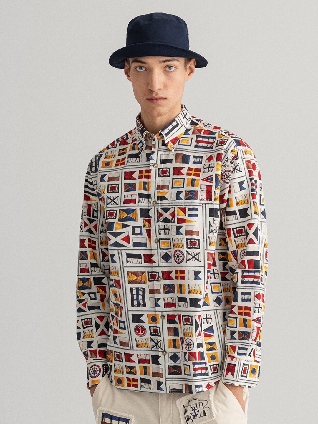 

GANT Men White Printed Casual Shirt
