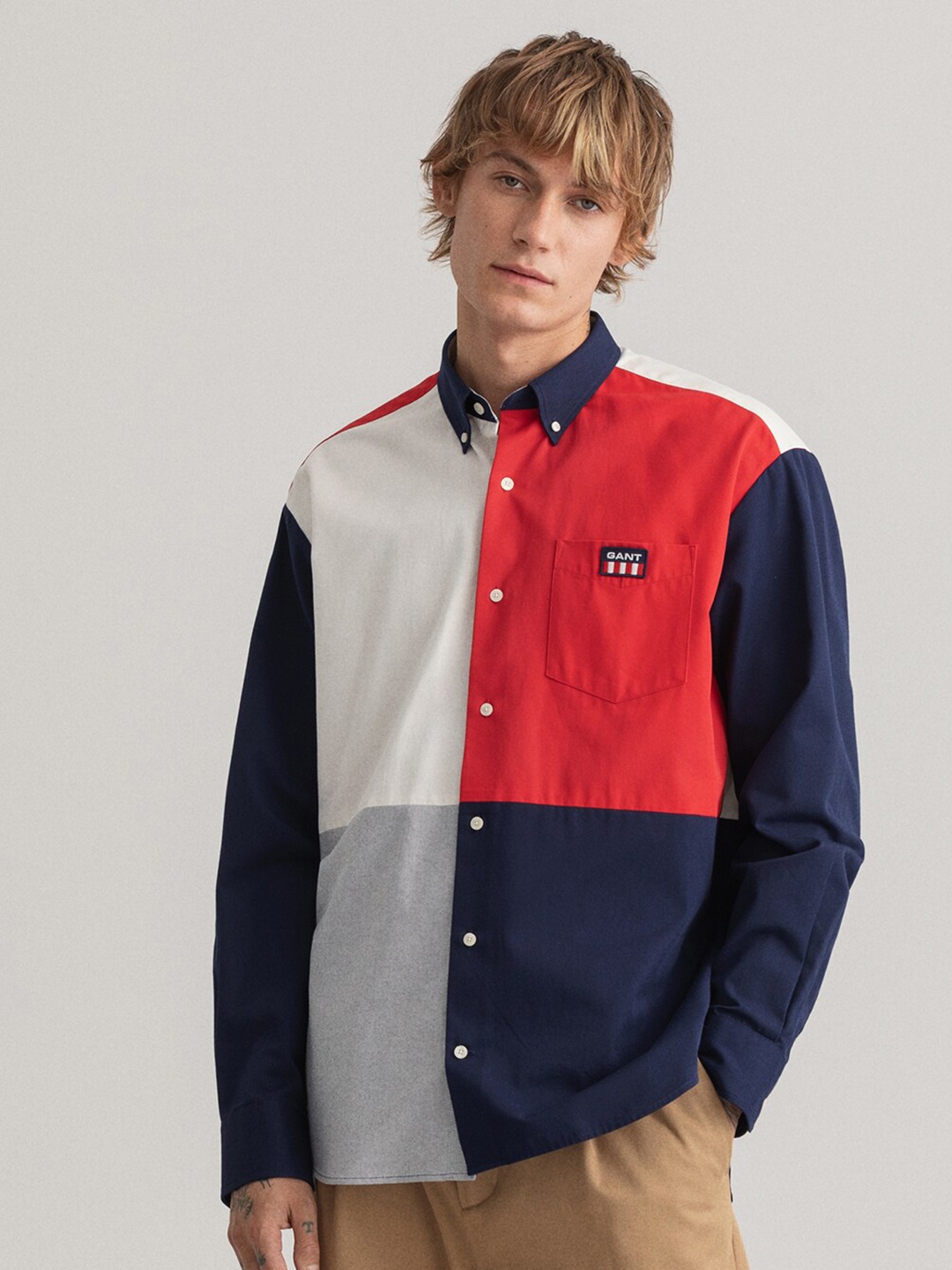 

GANT Men Blue Colourblocked Casual Shirt