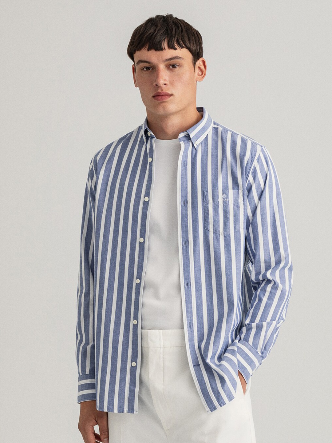 

GANT Men Blue Striped Casual Cotton Shirt