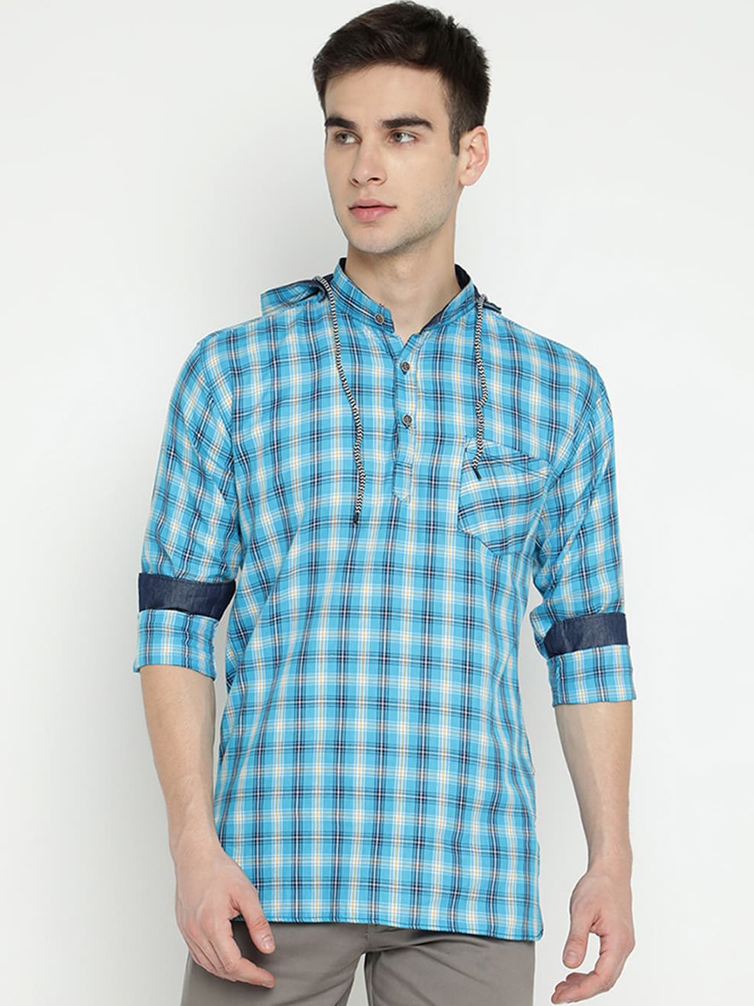

V2 Value & Variety Men Blue Thread Work Kurta
