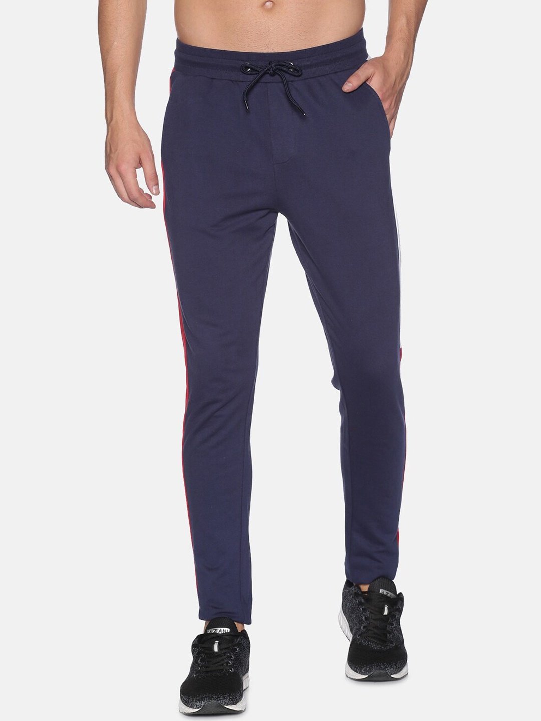 

UrGear Men Navy Blue Solid Cotton Track Pants