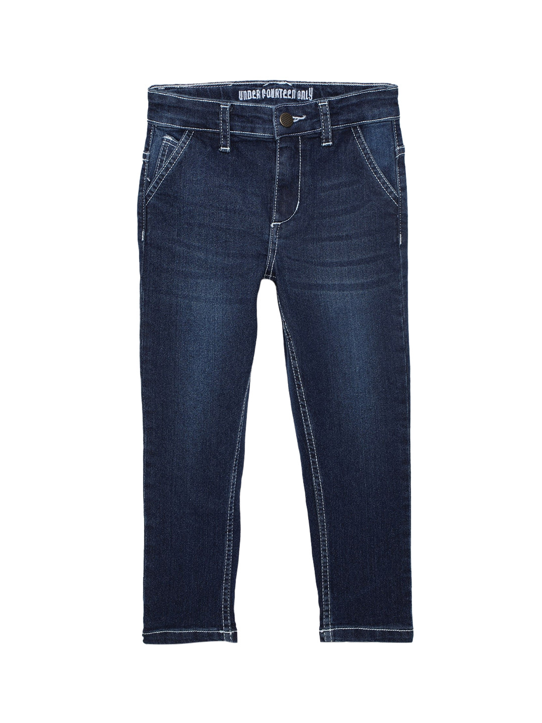 

UNDER FOURTEEN ONLY Boys Navy Blue Slim Fit Light Fade Jeans