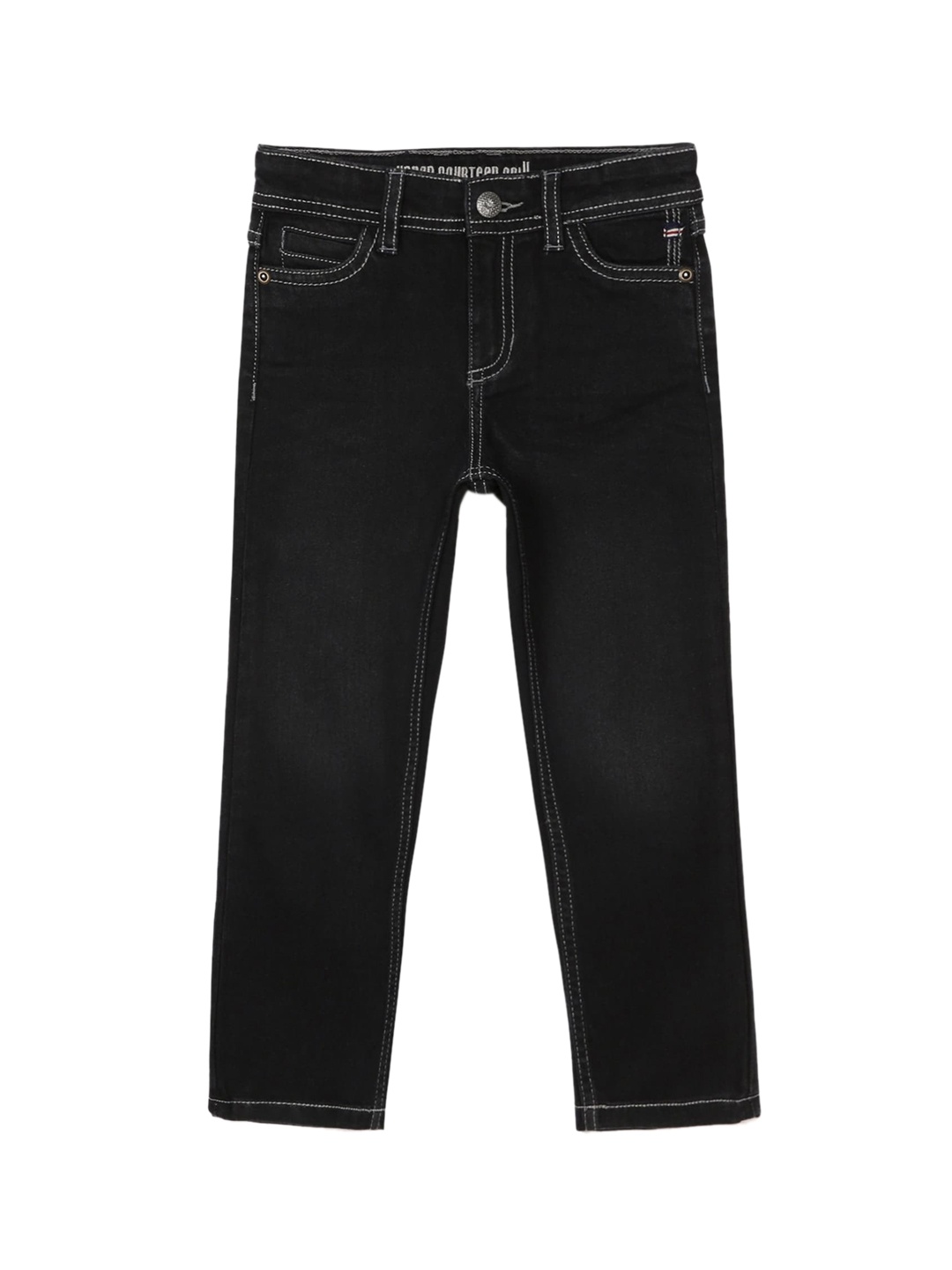 

UNDER FOURTEEN ONLY Boys Black Slim Fit Mid-Rise No Fade Jeans
