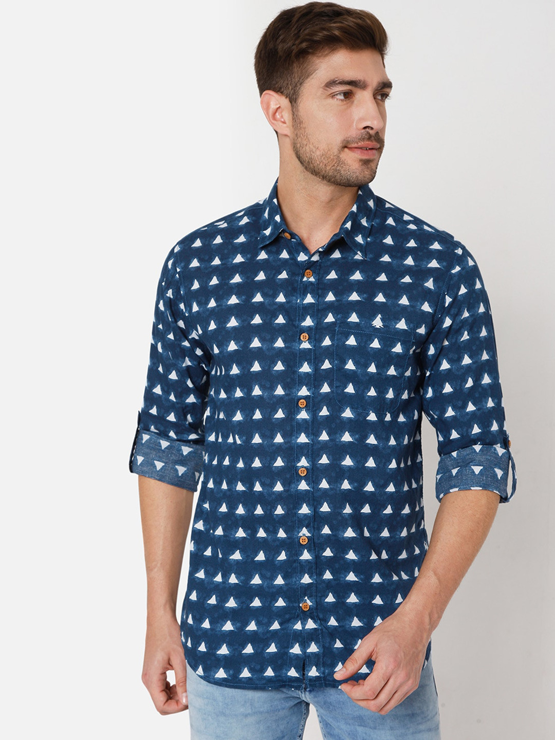 

Mufti Men Blue Slim Fit Printed Casual Shirt