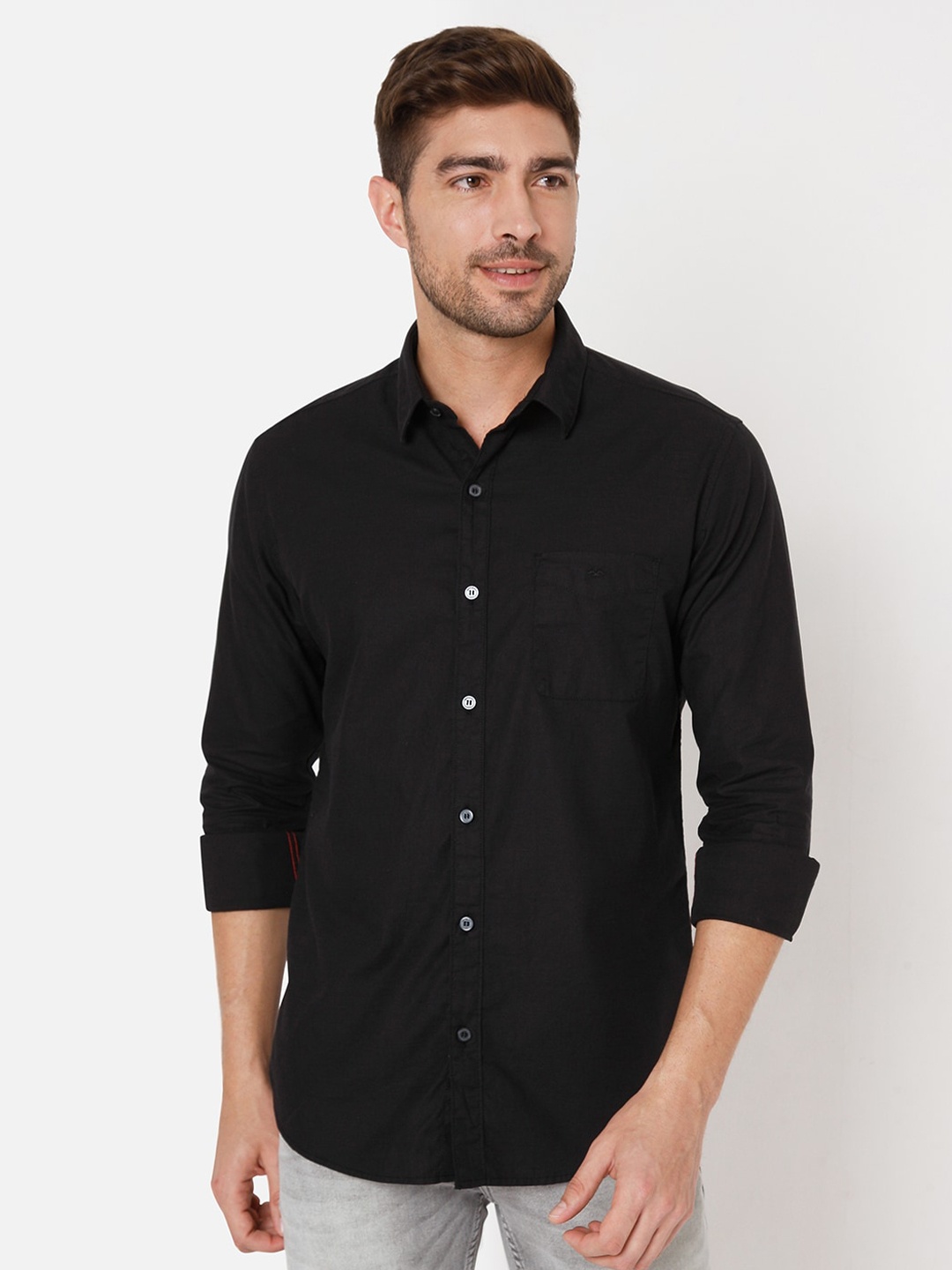 

Mufti Men Black Slim Fit Casual Cotton Shirt