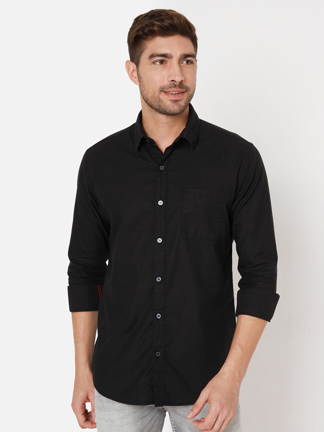 

Mufti Men Black Slim Fit Casual Shirt