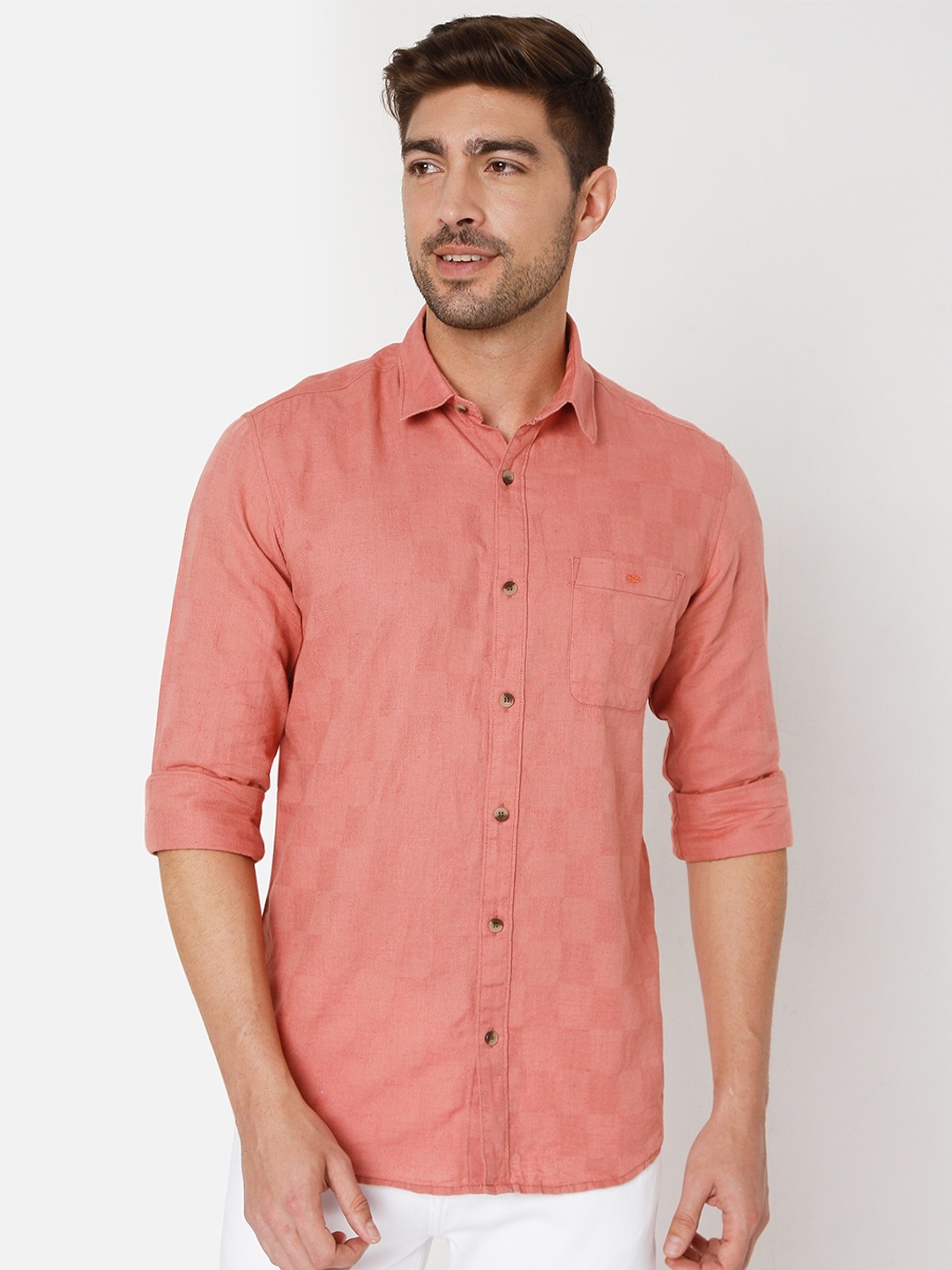 

Mufti Men Pink Slim Fit Casual Cotton Shirt