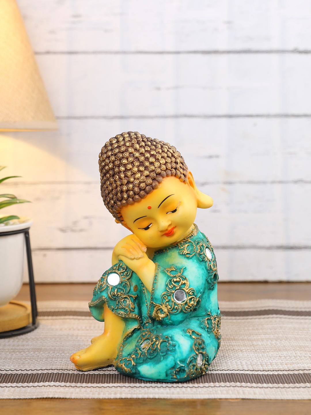 

CraftVatika Multicoloured Monk Buddha Idols Statue Showpieces, Multi