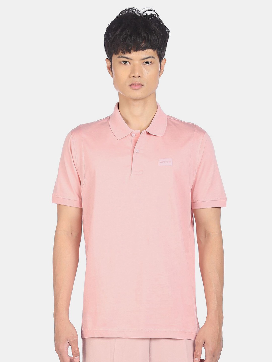 

Arrow Men Pink Polo Collar Pure Cotton T-shirt
