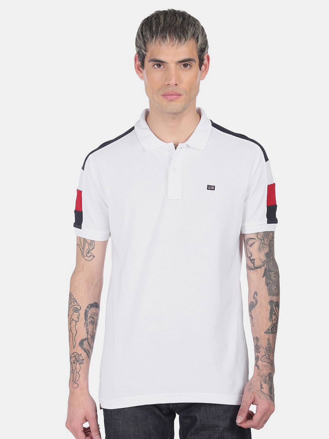 

Arrow Men White Polo Collar T-shirt