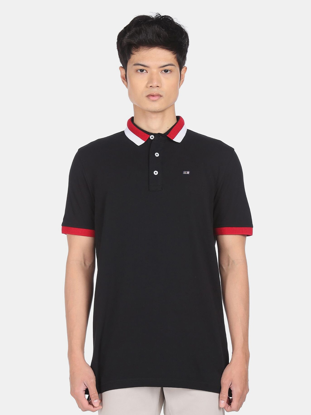 

Arrow Men Black Polo Collar Cotton T-shirt