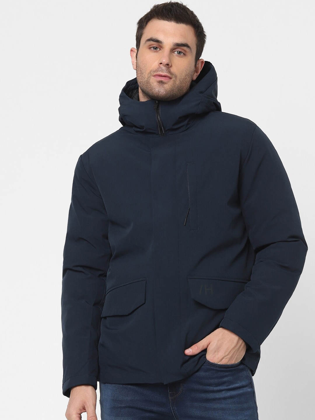 

SELECTED Men Navy Blue Hooded Tailored Jacket