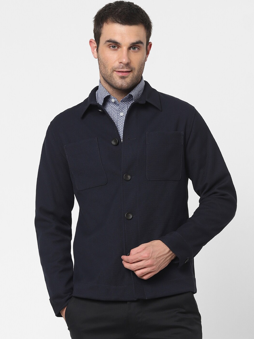 

SELECTED Men Navy Blue Solid Tailored Jacket