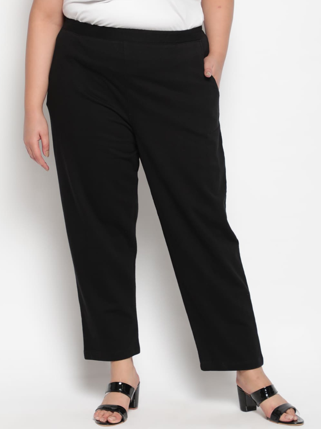 

Amydus Women Plus Size Black Wool Trousers