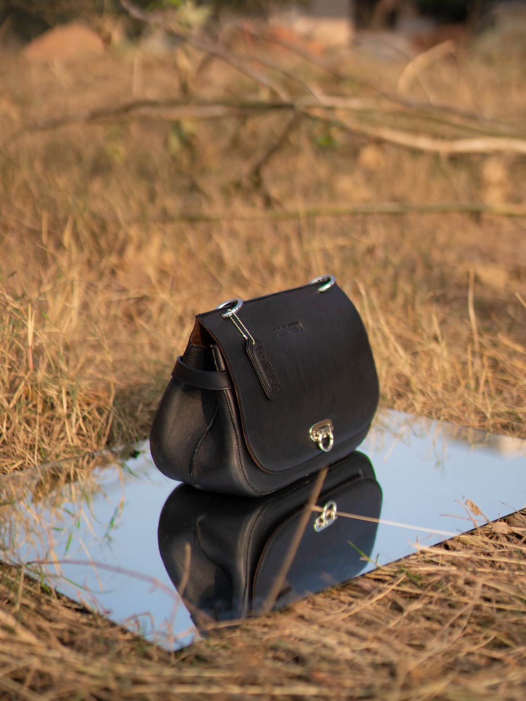 

PERKED Black Leather Swagger Sling Bag