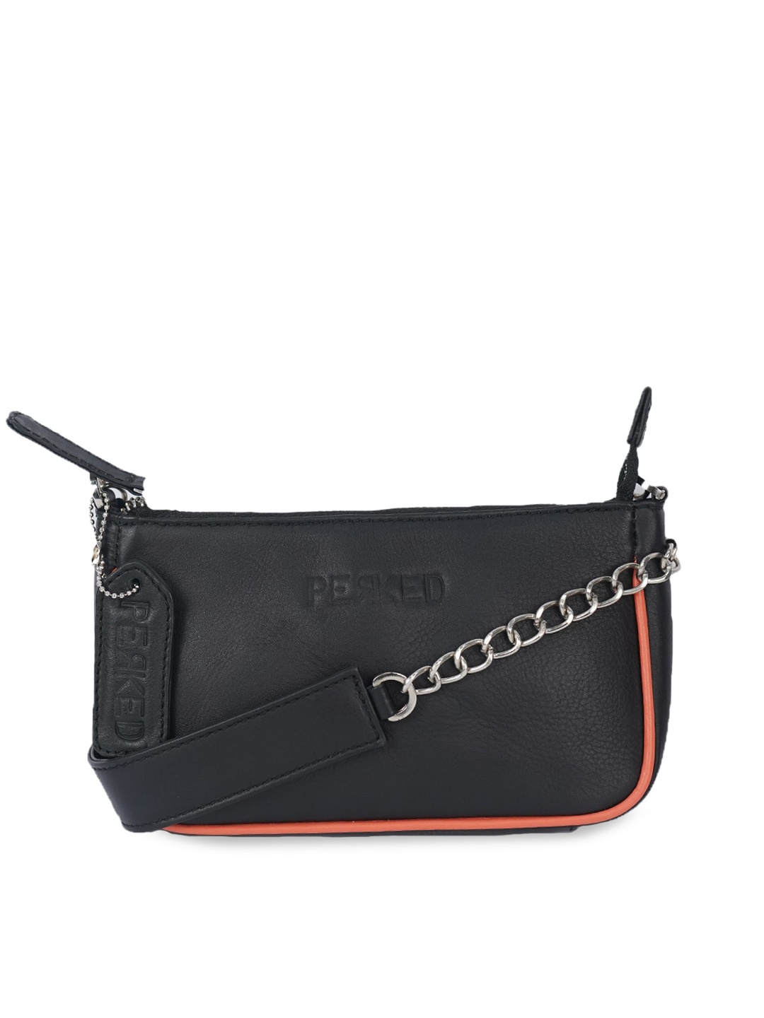 

PERKED Black Leather Swagger Sling Bag