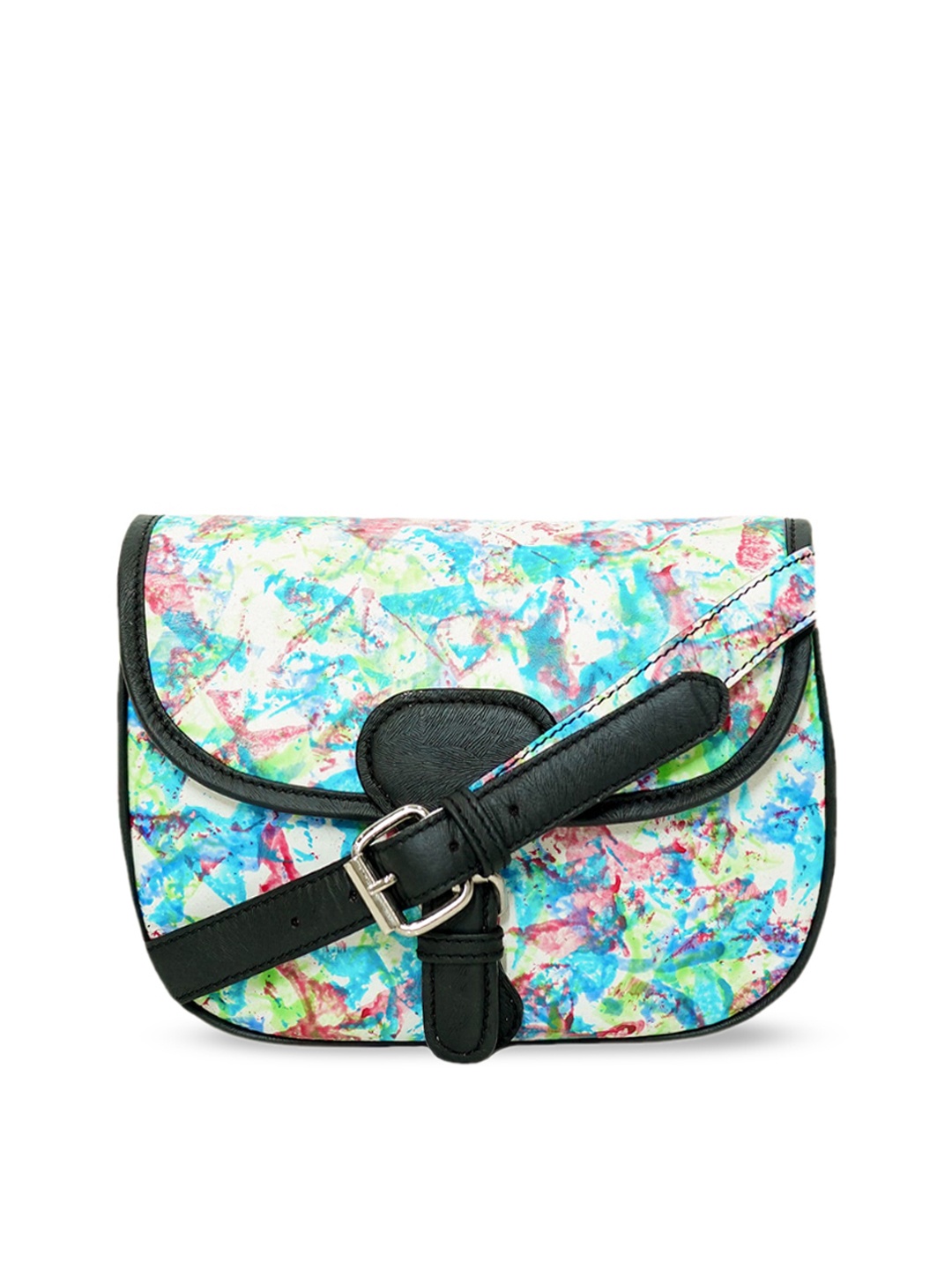 

PERKED Blue Printed Leather Structured Sling Bag